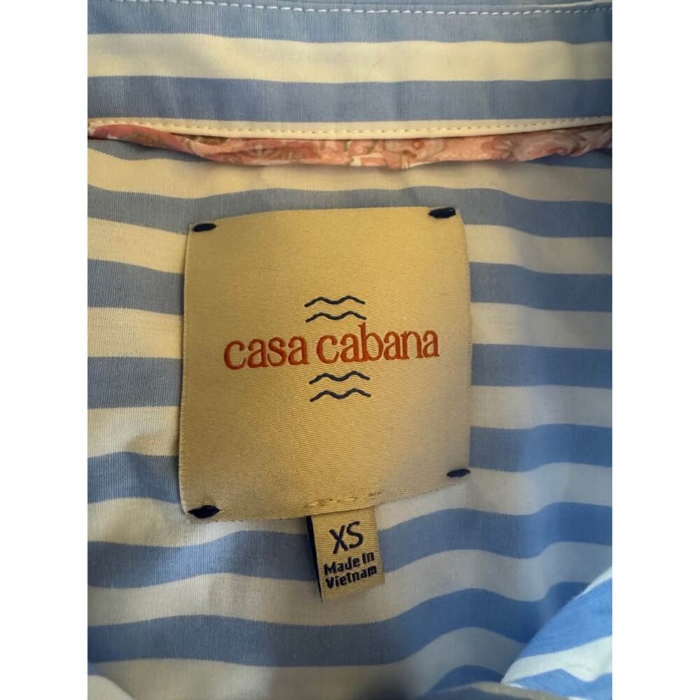 Casa Cabana Women’s XS Blue & White Stripe Short Sleeve Button Up Shirt - Picture 8 of 8